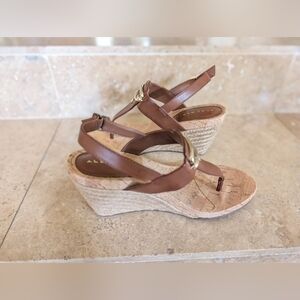 Alex Marie Burdette Thong Espadrille Wedge Sandals Capri Tan Size 7 (7M)